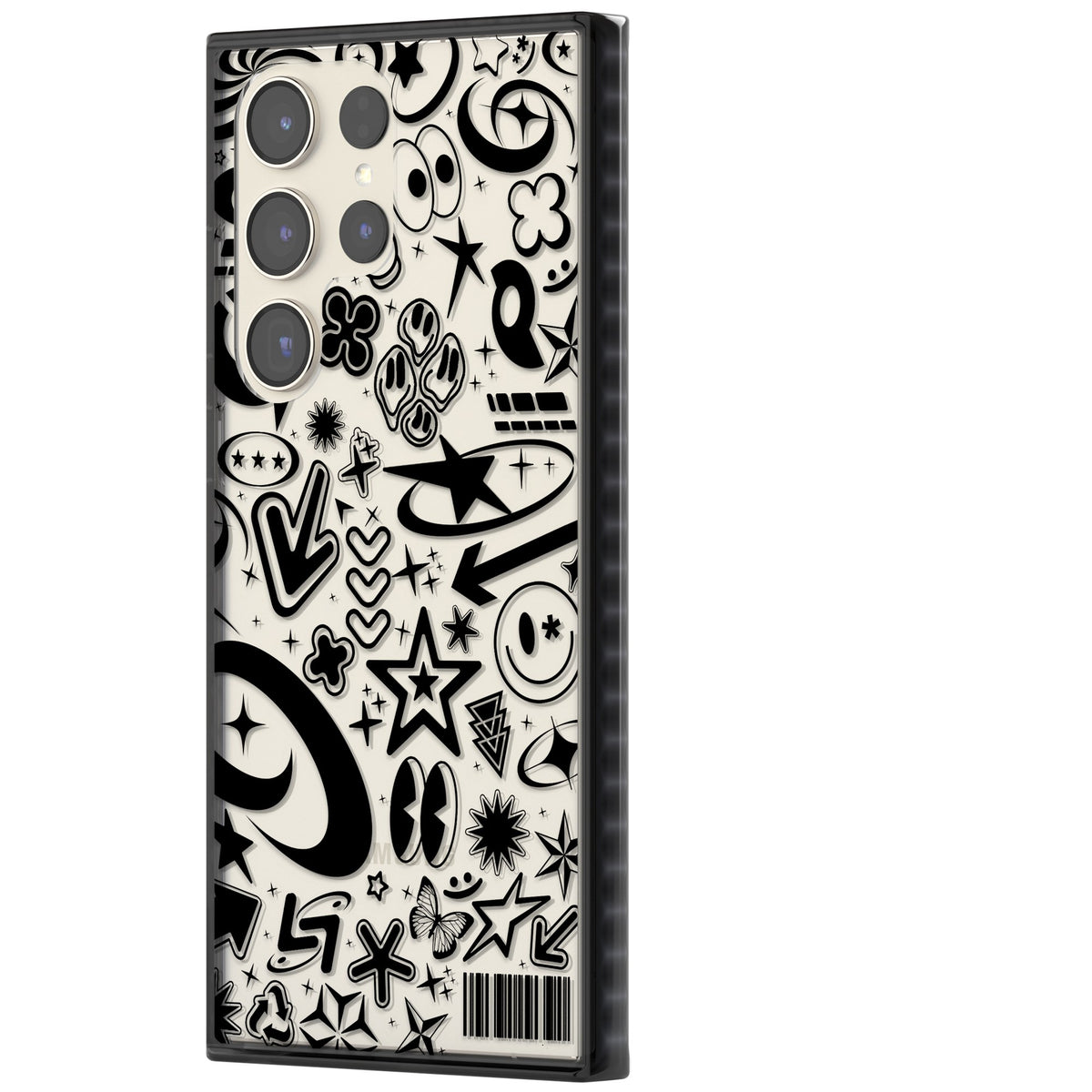 Black Y2K Pattern Samsung S22 Ultra / Samsung S23 Ultra / Samsung S24 Ultra Impact Black Phone Case side
