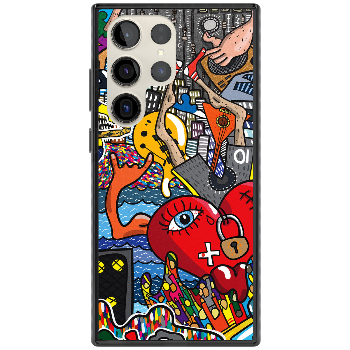 Crowd Tsunami Samsung S22 Ultra / Samsung S23 Ultra / Samsung S24 Ultra Impact Black Phone Case front