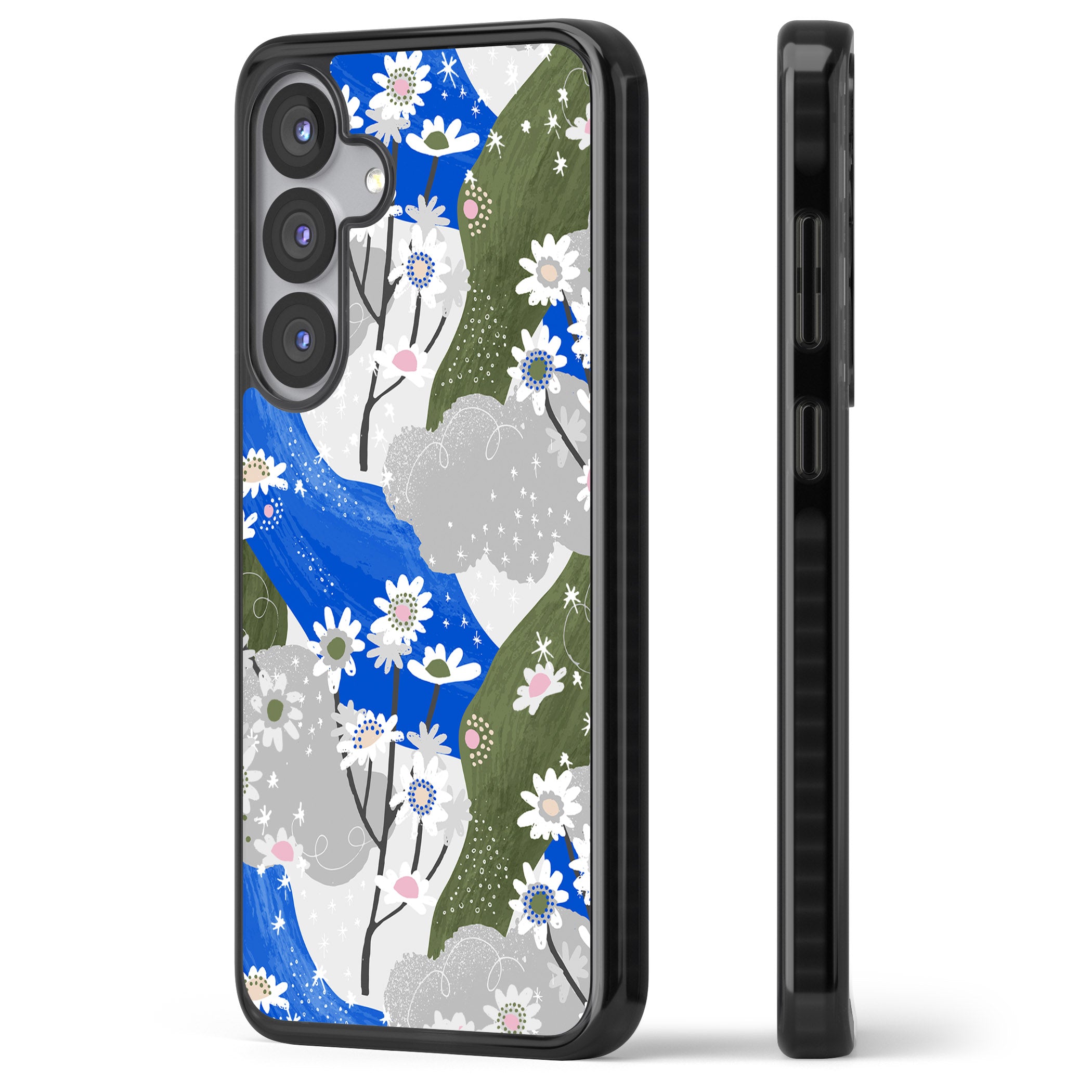 Blue & Grey Daisies Pattern