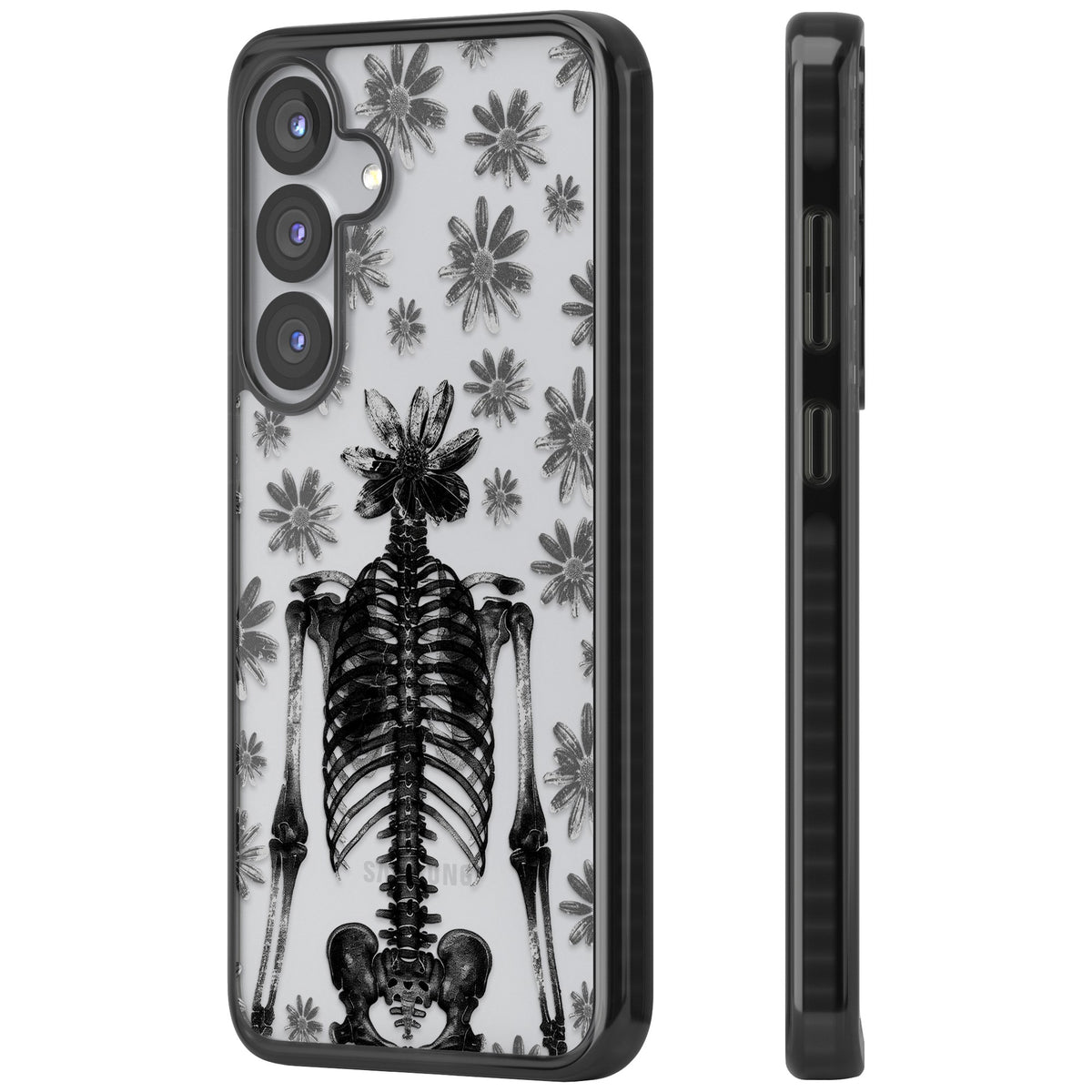 Skeleton Flower Samsung S25 / Samsung S25 Plus / Samsung S26 / Samsung S26 Plus Impact Black Phone Case side