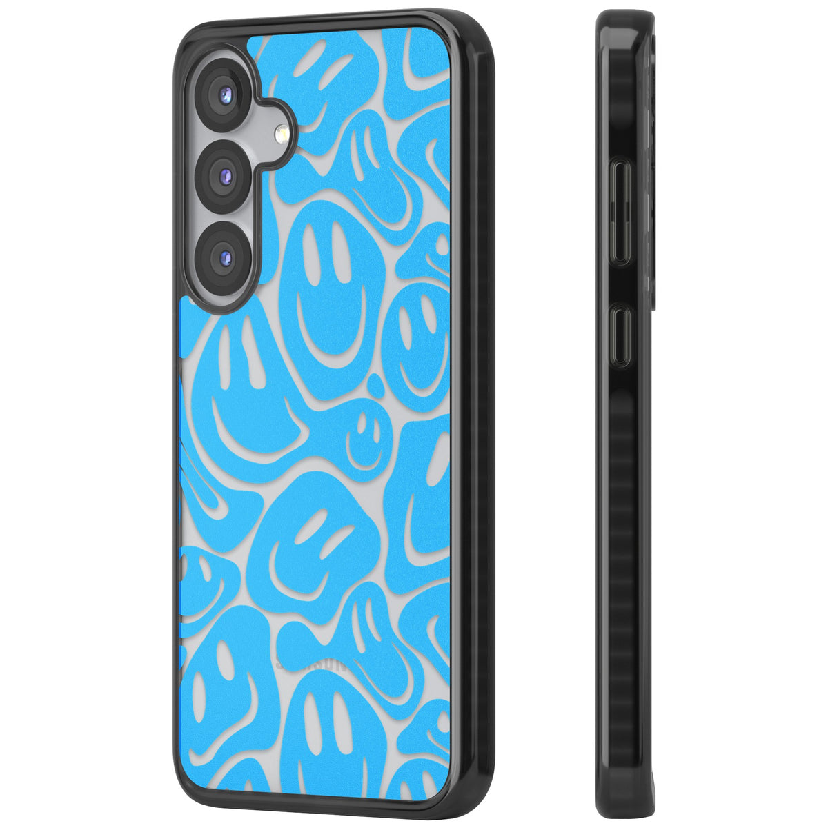 Blue Acid Faces Samsung S25 / Samsung S25 Plus / Samsung S26 / Samsung S26 Plus Impact Black Phone Case side