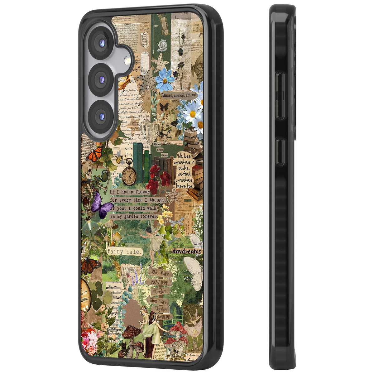 Enchanted Collage Samsung S25 / Samsung S25 Plus / Samsung S26 / Samsung S26 Plus Impact Black Phone Case side