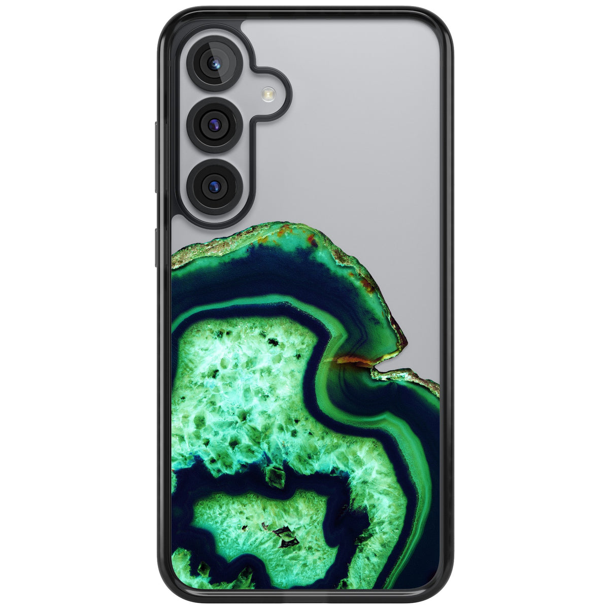 Emerald Agate Slice Samsung S25 Plus / Samsung S26 / Samsung S26 Plus Impact Black Phone Case front
