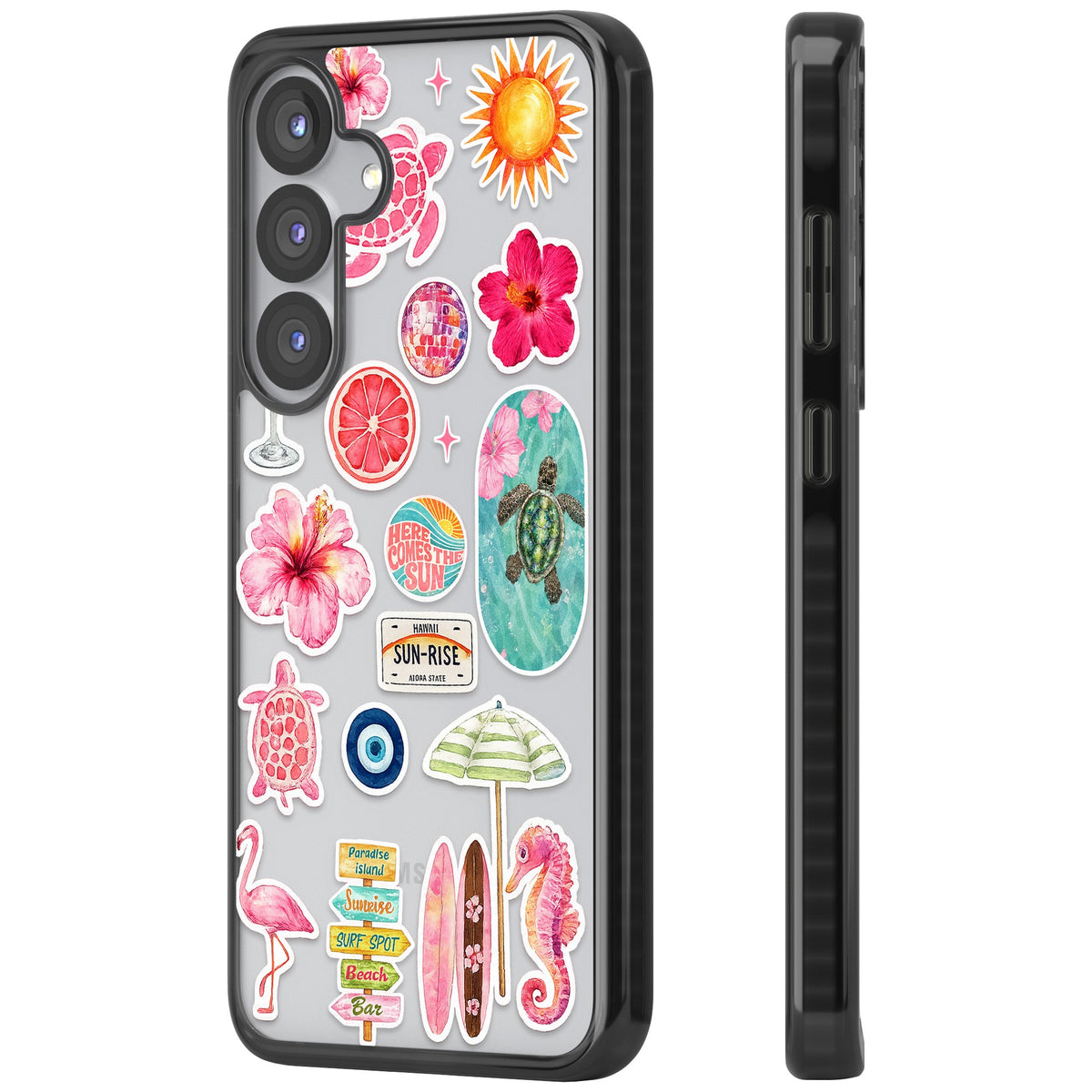 Aloha Sticker Mix Samsung S25 / Samsung S25 Plus / Samsung S26 / Samsung S26 Plus Impact Black Phone Case side