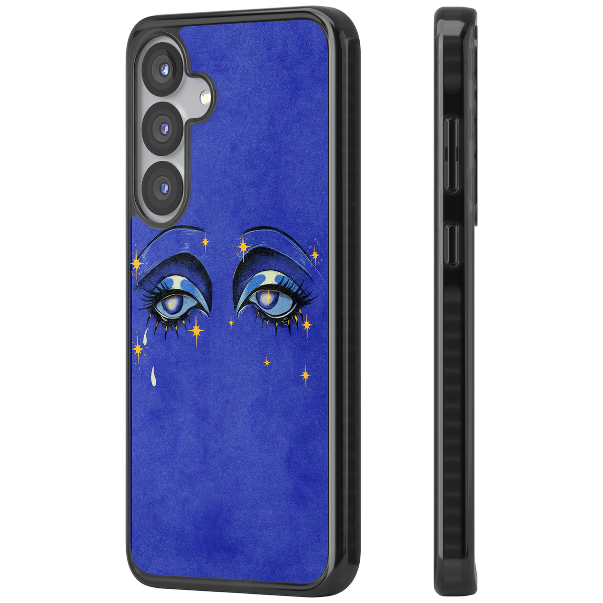 Blue Mystic Eyes Samsung S25 / Samsung S25 Plus / Samsung S26 / Samsung S26 Plus Impact Black Phone Case side