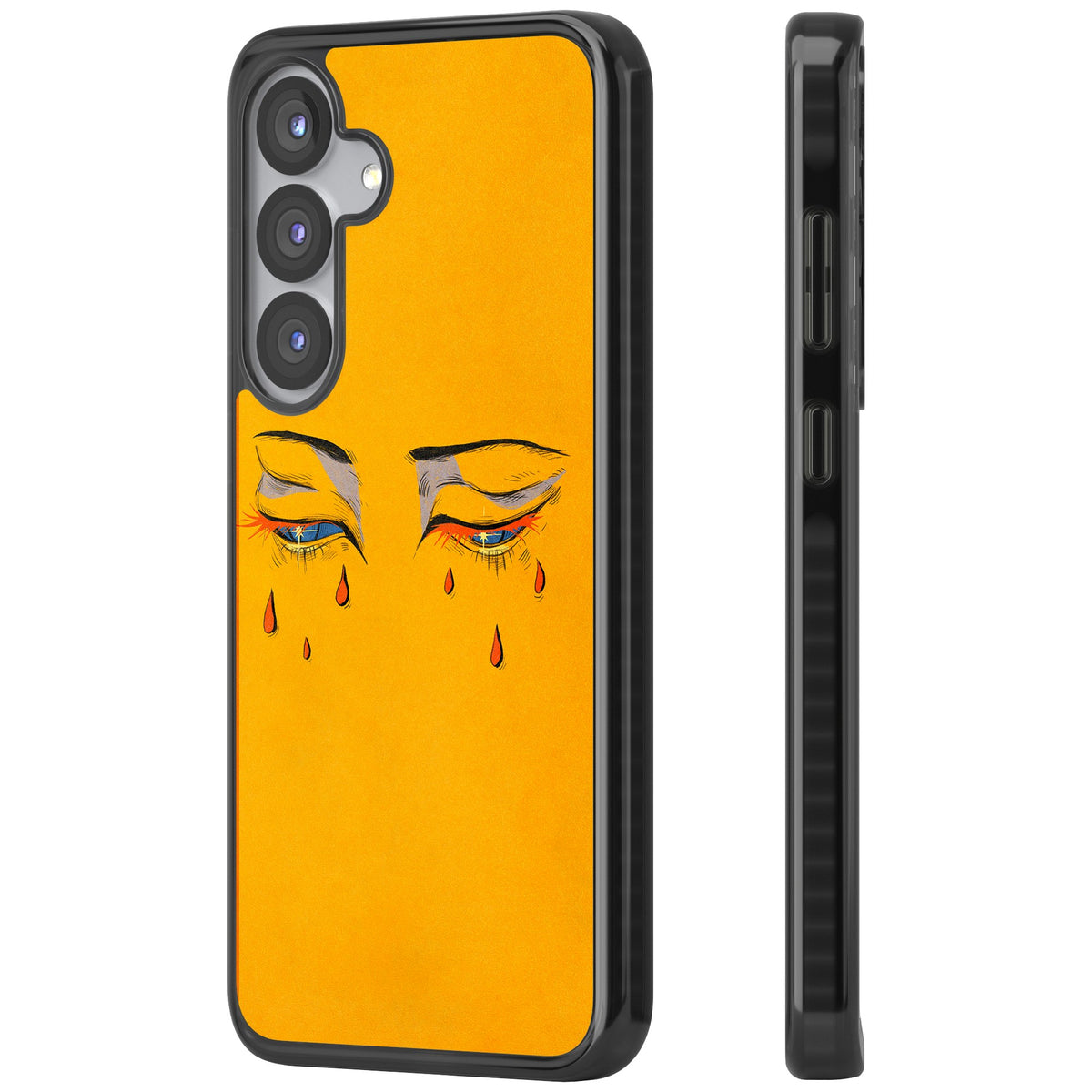 Yellow Tearful Eyes Samsung S25 / Samsung S25 Plus / Samsung S26 / Samsung S26 Plus Impact Black Phone Case side