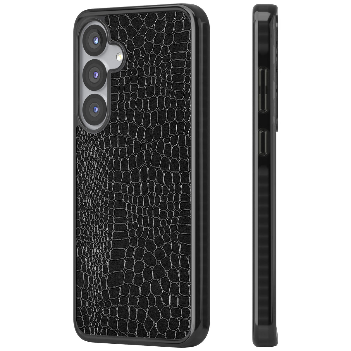 Black Snakeskin Samsung S25 / Samsung S25 Plus / Samsung S26 / Samsung S26 Plus Impact Black Phone Case side