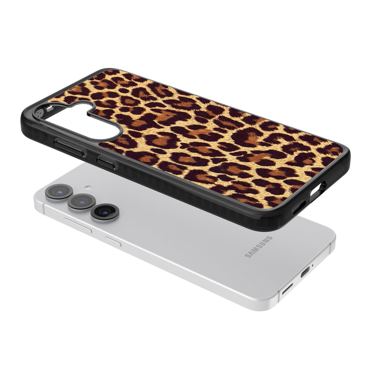 Classic Leopard Samsung S25 / Samsung S25 Plus / Samsung S26 / Samsung S26 Plus Impact Black Phone Case angled
