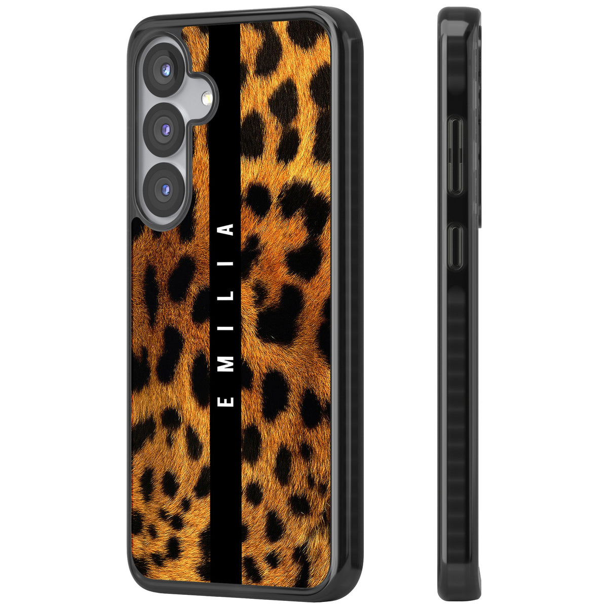 Leopard Print Samsung S25 / Samsung S25 Plus / Samsung S26 / Samsung S26 Plus Impact Black Phone Case side