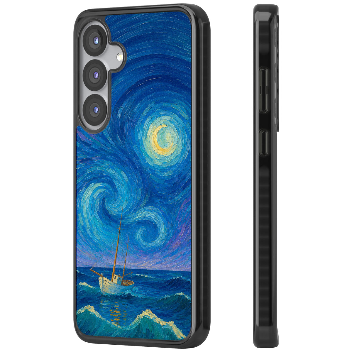 Moonlit Tide Samsung S25 / Samsung S25 Plus / Samsung S26 / Samsung S26 Plus Impact Black Phone Case side