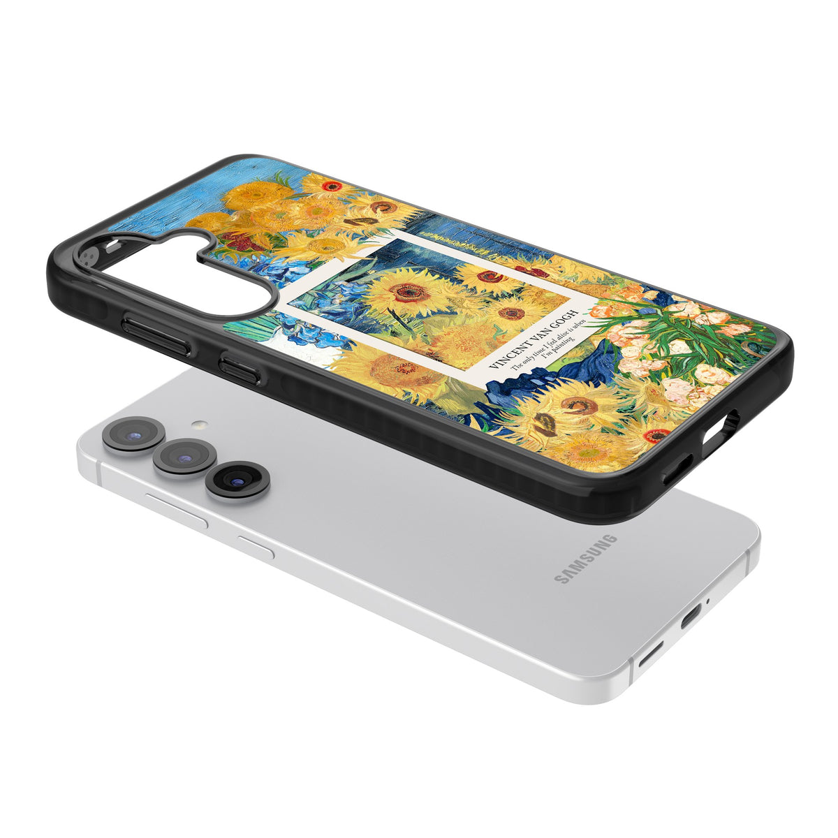 Van Gogh Sunflowers Samsung S25 / Samsung S25 Plus / Samsung S26 / Samsung S26 Plus Impact Black Phone Case angled