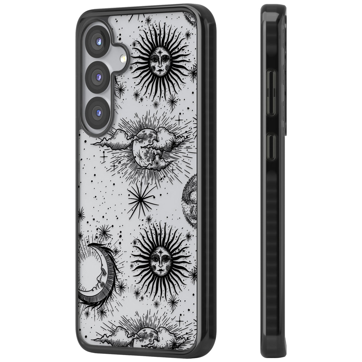Suns, Moons & Clouds Samsung S25 / Samsung S25 Plus / Samsung S26 / Samsung S26 Plus Impact Black Phone Case side