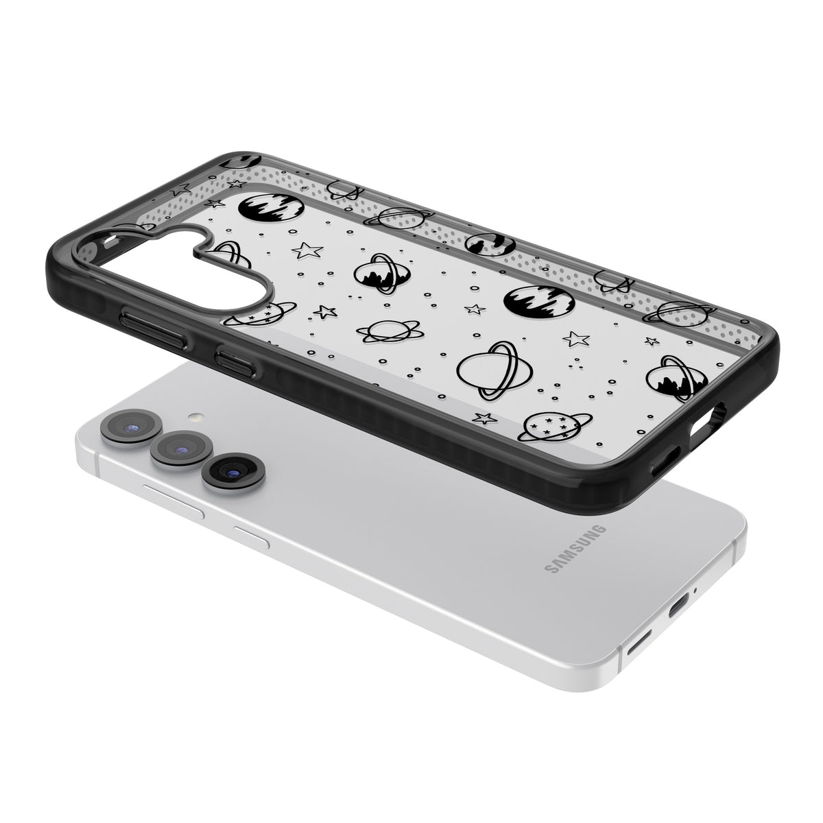Black Cosmic Samsung S25 / Samsung S25 Plus / Samsung S26 / Samsung S26 Plus Impact Black Phone Case angled