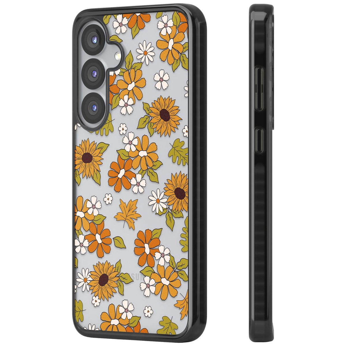 Boho Sunflowers Samsung S25 / Samsung S25 Plus / Samsung S26 / Samsung S26 Plus Impact Black Phone Case side