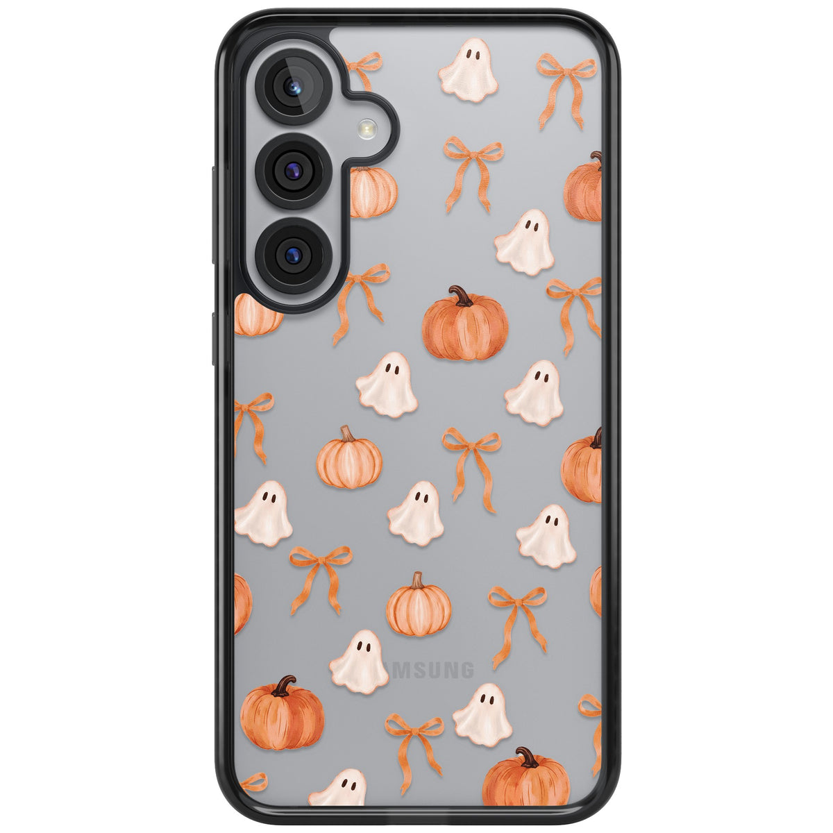 Bows, Ghosts & Pumpkins Samsung S25 Plus / Samsung S26 / Samsung S26 Plus Impact Black Phone Case front