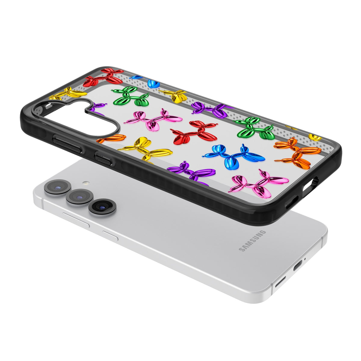 Balloon Dogs Samsung S25 / Samsung S25 Plus / Samsung S26 / Samsung S26 Plus Impact Black Phone Case angled