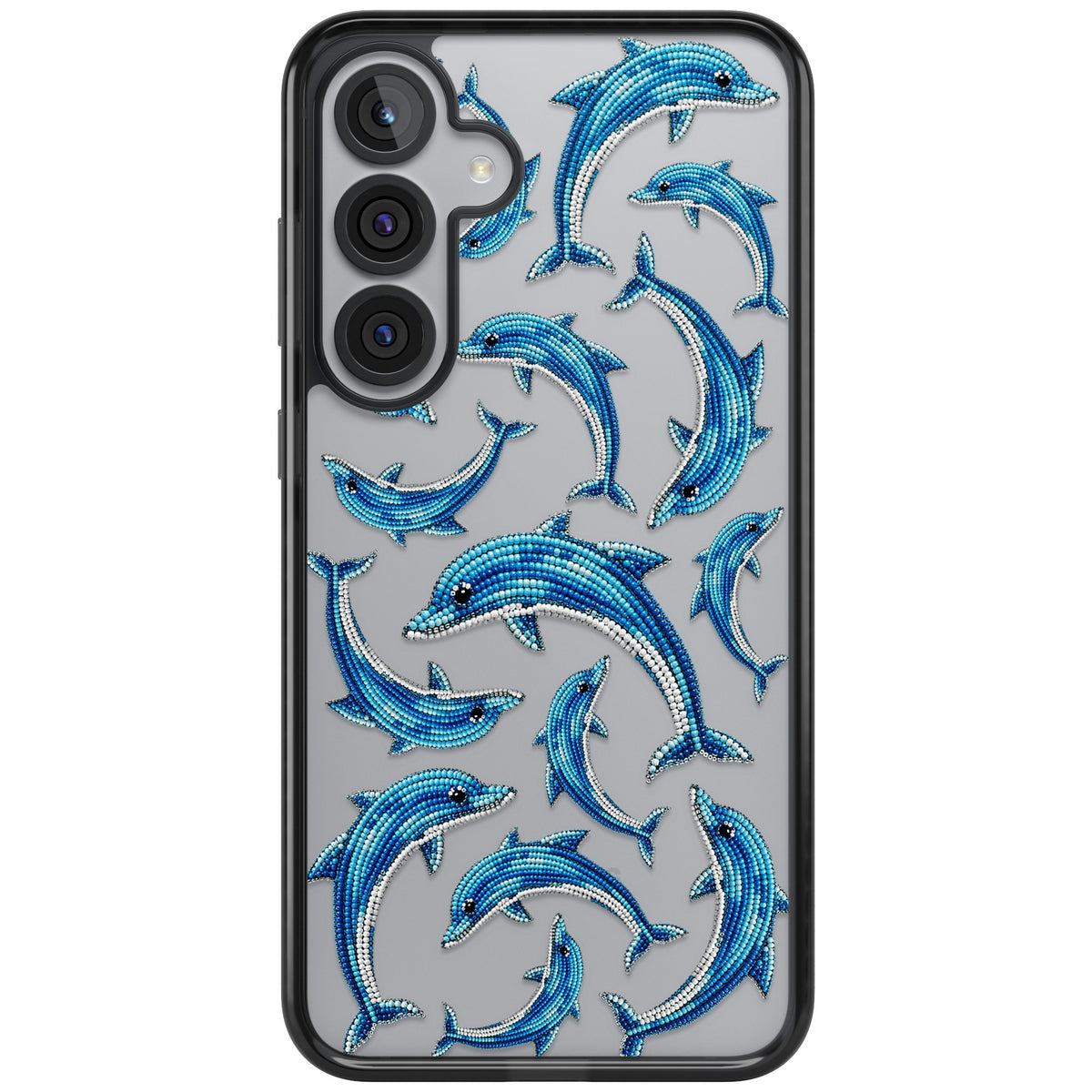Beaded Dolphins Samsung S25 Plus / Samsung S26 / Samsung S26 Plus Impact Black Phone Case front
