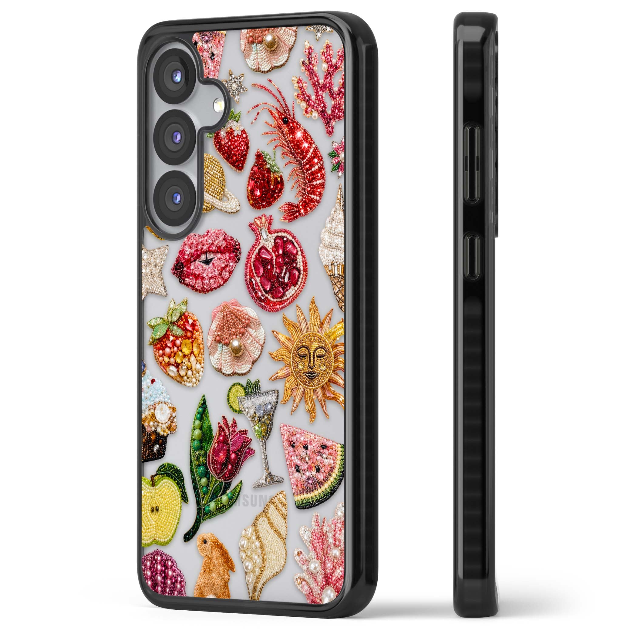 Beaded Riviera coquette iPhone case | Black Impact case for Samsung Galaxy S25, Samsung Galaxy S25 Plus