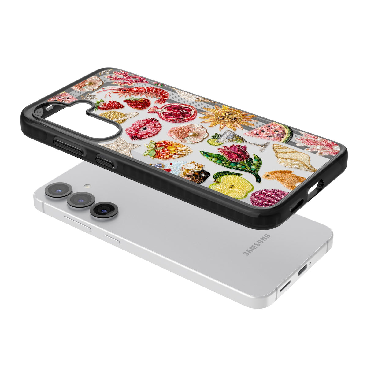 Beaded Riviera Samsung S25 / Samsung S25 Plus / Samsung S26 / Samsung S26 Plus Impact Black Phone Case angled