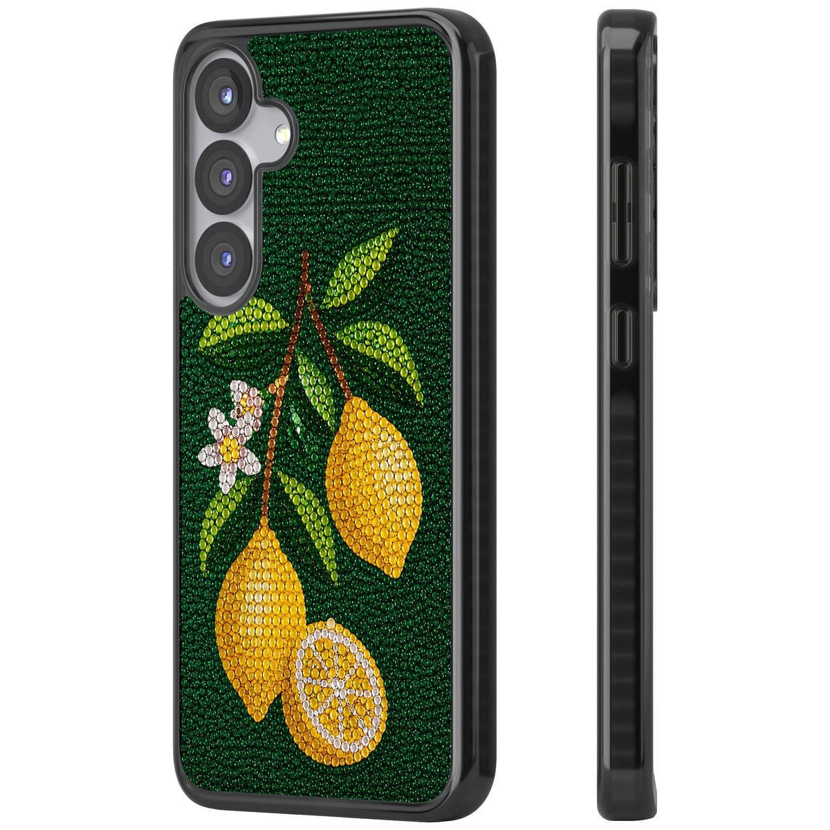 Beaded Lemons Samsung S25 / Samsung S25 Plus / Samsung S26 / Samsung S26 Plus Impact Black Phone Case side