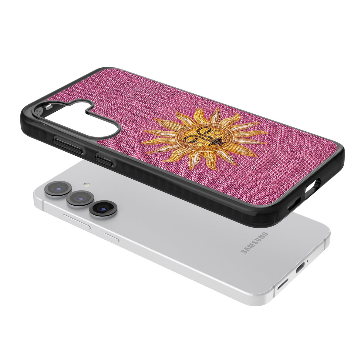 Beaded Sun Samsung S25 / Samsung S25 Plus / Samsung S26 / Samsung S26 Plus Impact Black Phone Case angled