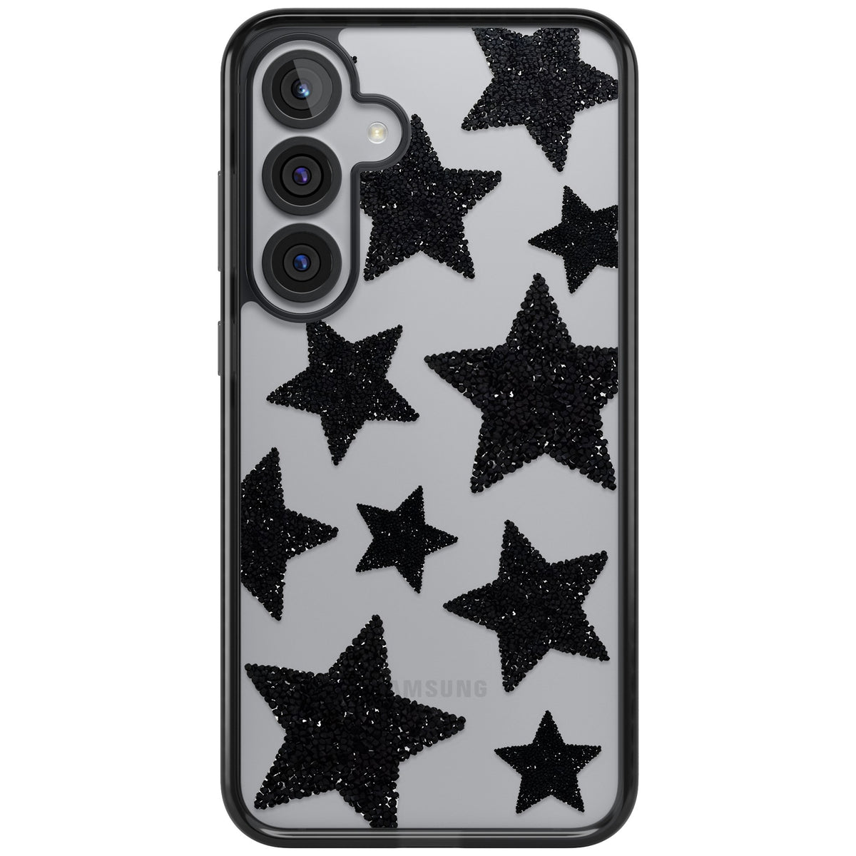 Beaded Black Stars Samsung S25 Plus / Samsung S26 / Samsung S26 Plus Impact Black Phone Case front