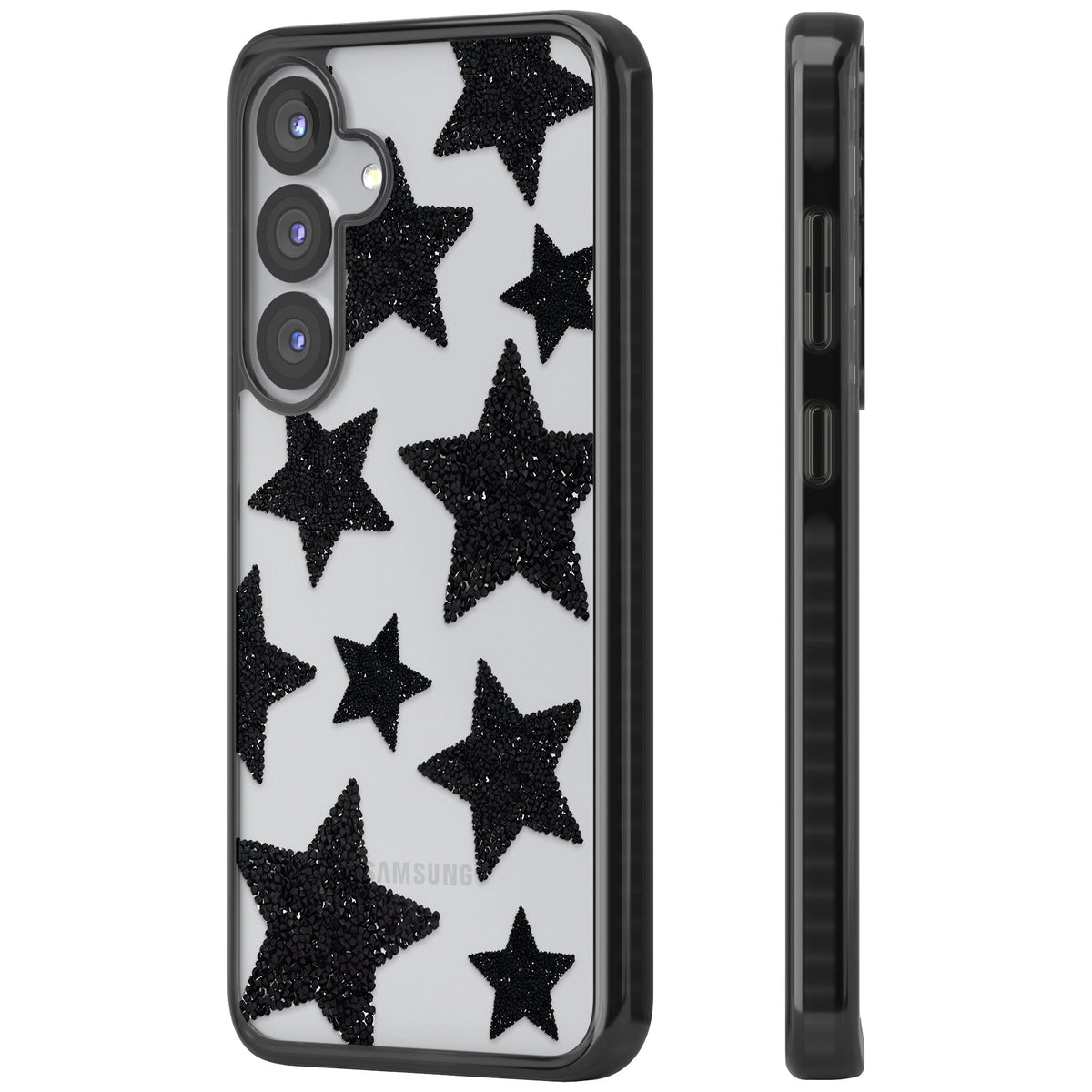 Beaded Black Stars Samsung S25 / Samsung S25 Plus / Samsung S26 / Samsung S26 Plus Impact Black Phone Case side
