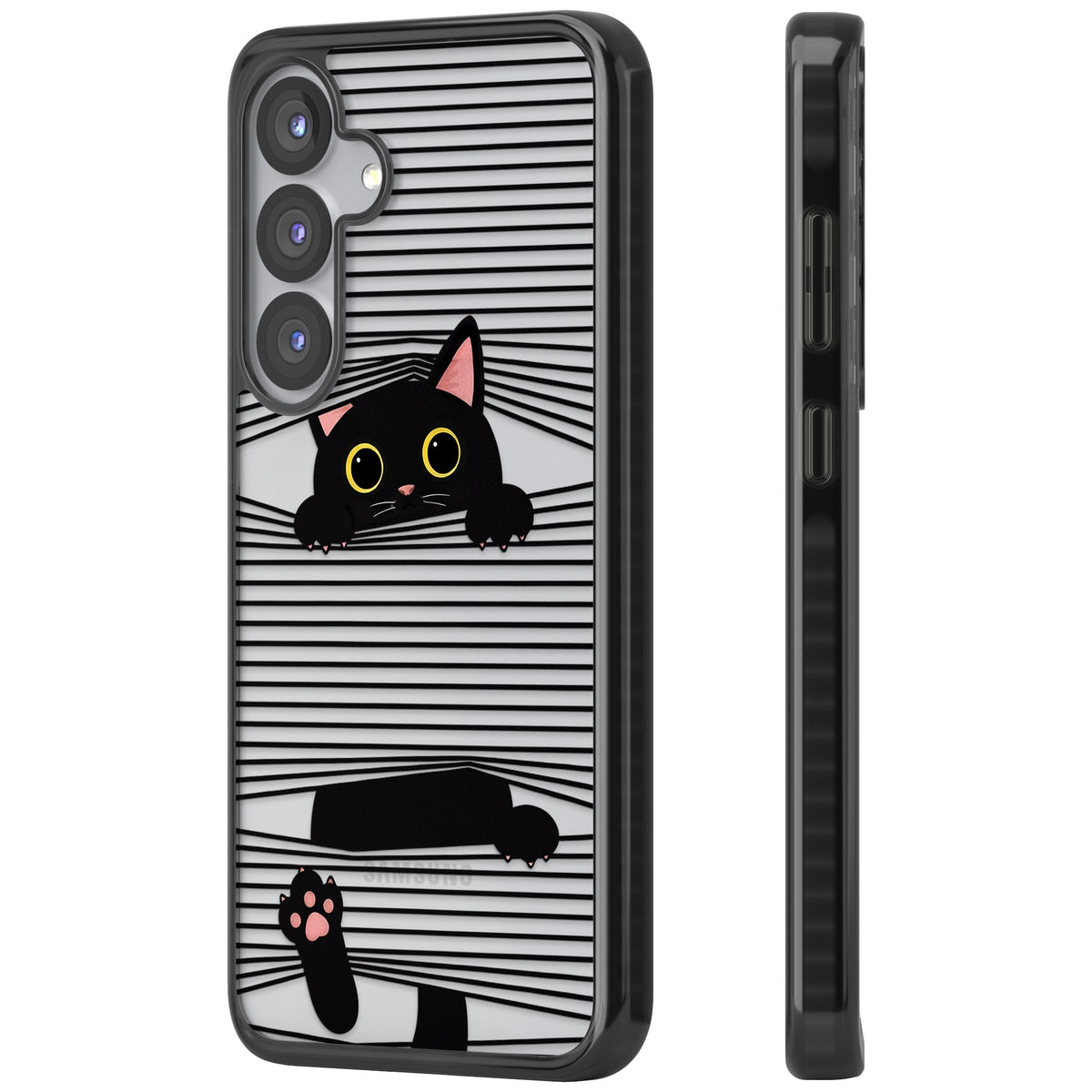 Peek-a-Boo Cat Samsung S25 / Samsung S25 Plus / Samsung S26 / Samsung S26 Plus Impact Black Phone Case side