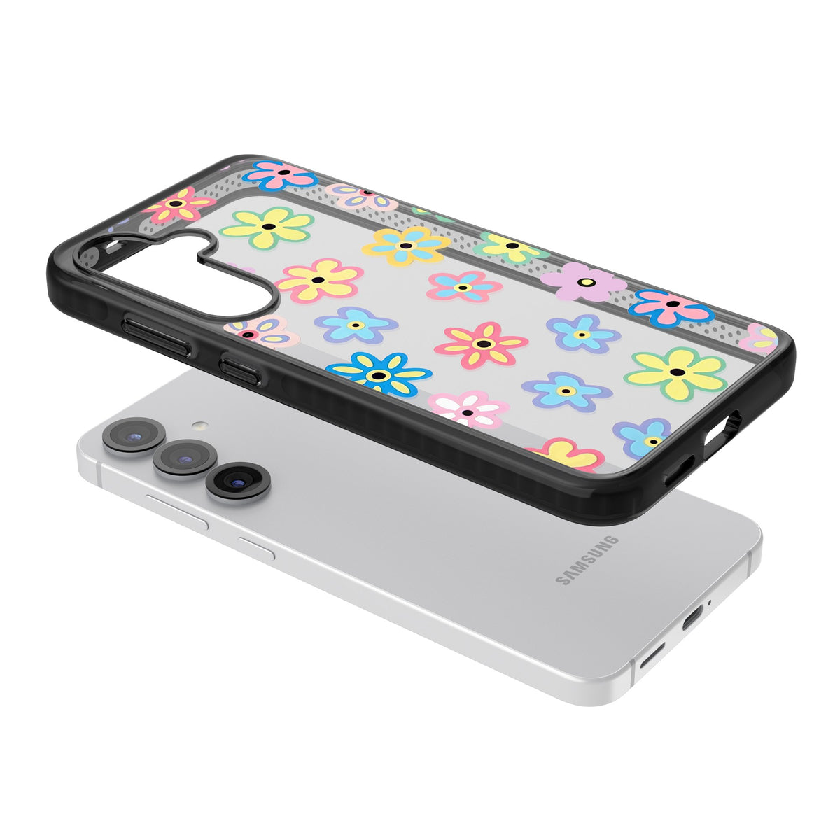 Bloom Pop Samsung S25 / Samsung S25 Plus / Samsung S26 / Samsung S26 Plus Impact Black Phone Case angled