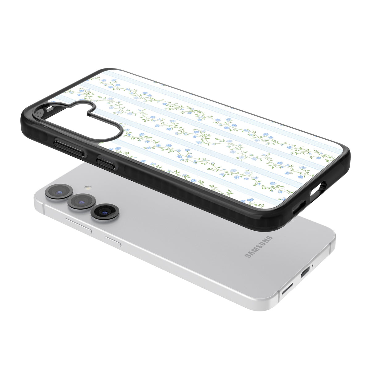 Bluebell Vine Samsung S25 / Samsung S25 Plus / Samsung S26 / Samsung S26 Plus Impact Black Phone Case angled