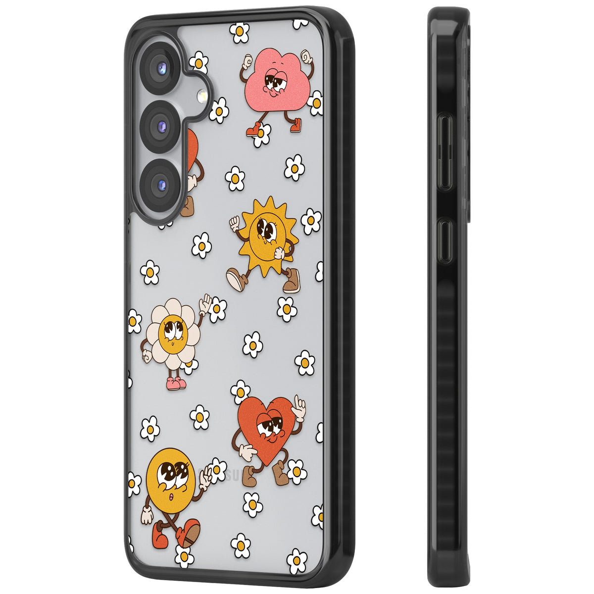 Daisies & Friends Samsung S25 / Samsung S25 Plus / Samsung S26 / Samsung S26 Plus Impact Black Phone Case side