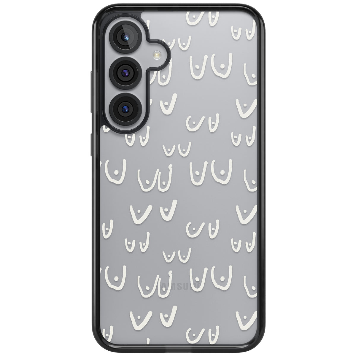 Boob Pattern (White) Samsung S25 Plus / Samsung S26 / Samsung S26 Plus Impact Black Phone Case front