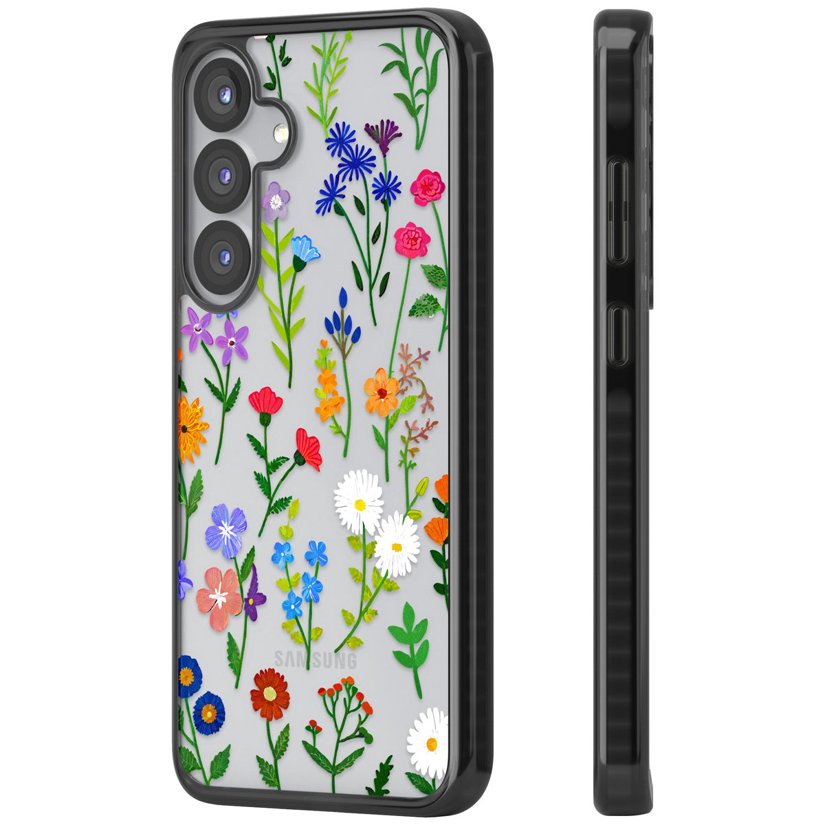 Wildflower Garden Samsung S25 / Samsung S25 Plus / Samsung S26 / Samsung S26 Plus Impact Black Phone Case side