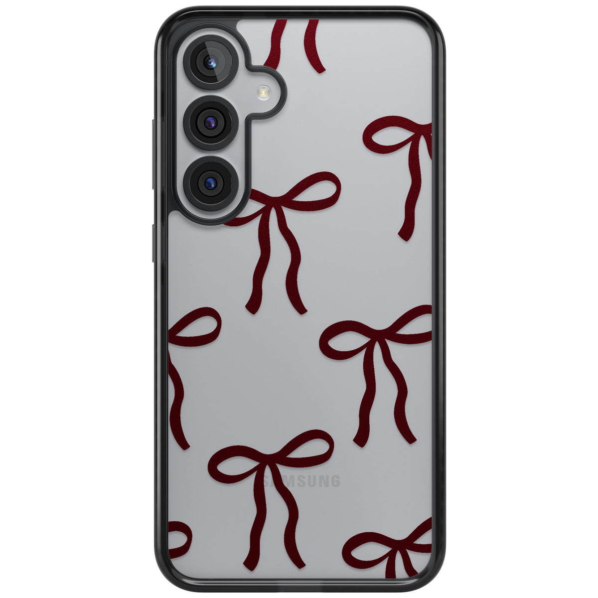 Burgundy Bows Samsung S25 Plus / Samsung S26 / Samsung S26 Plus Impact Black Phone Case front