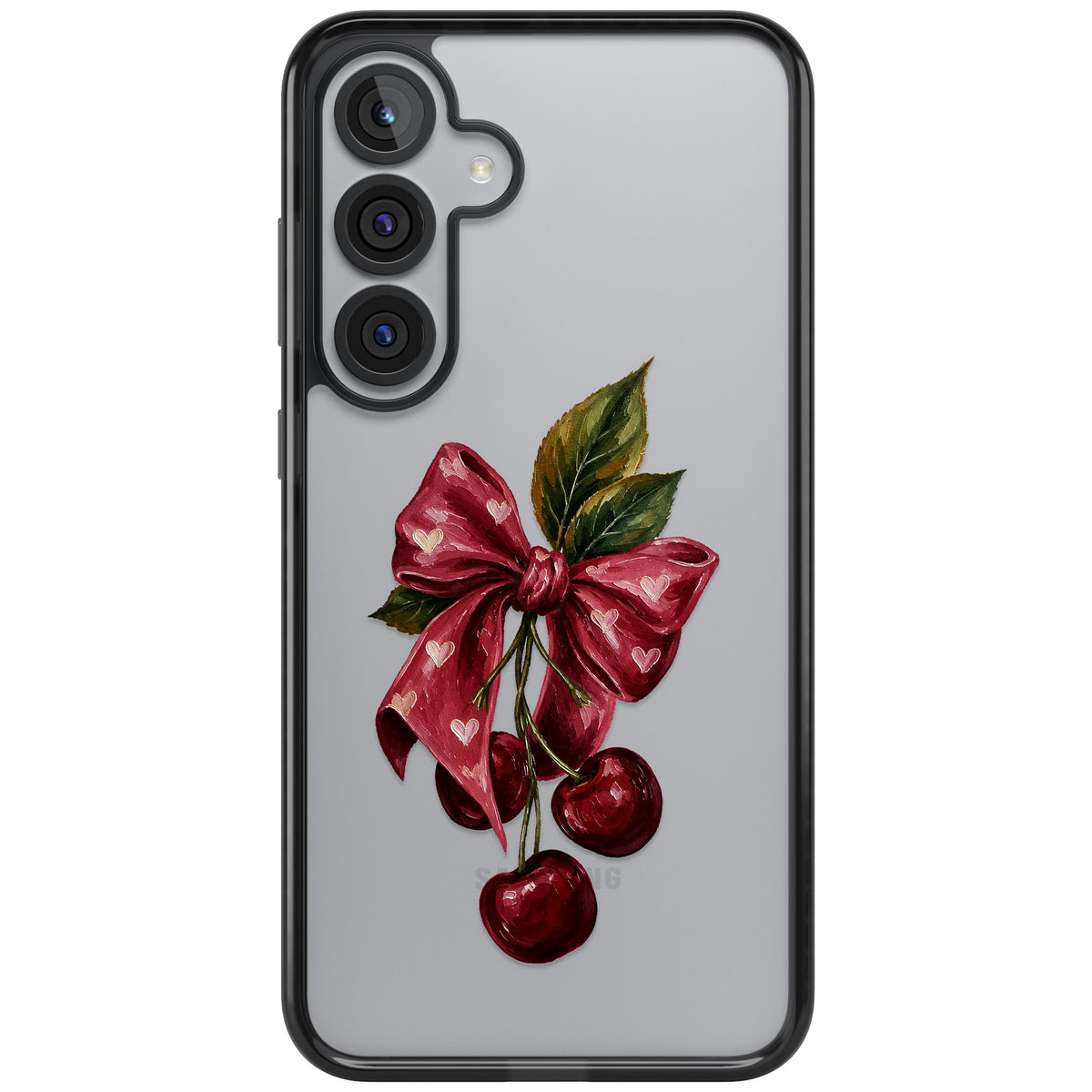 Cherry Sonnet Samsung S25 Plus / Samsung S26 / Samsung S26 Plus Impact Black Phone Case front