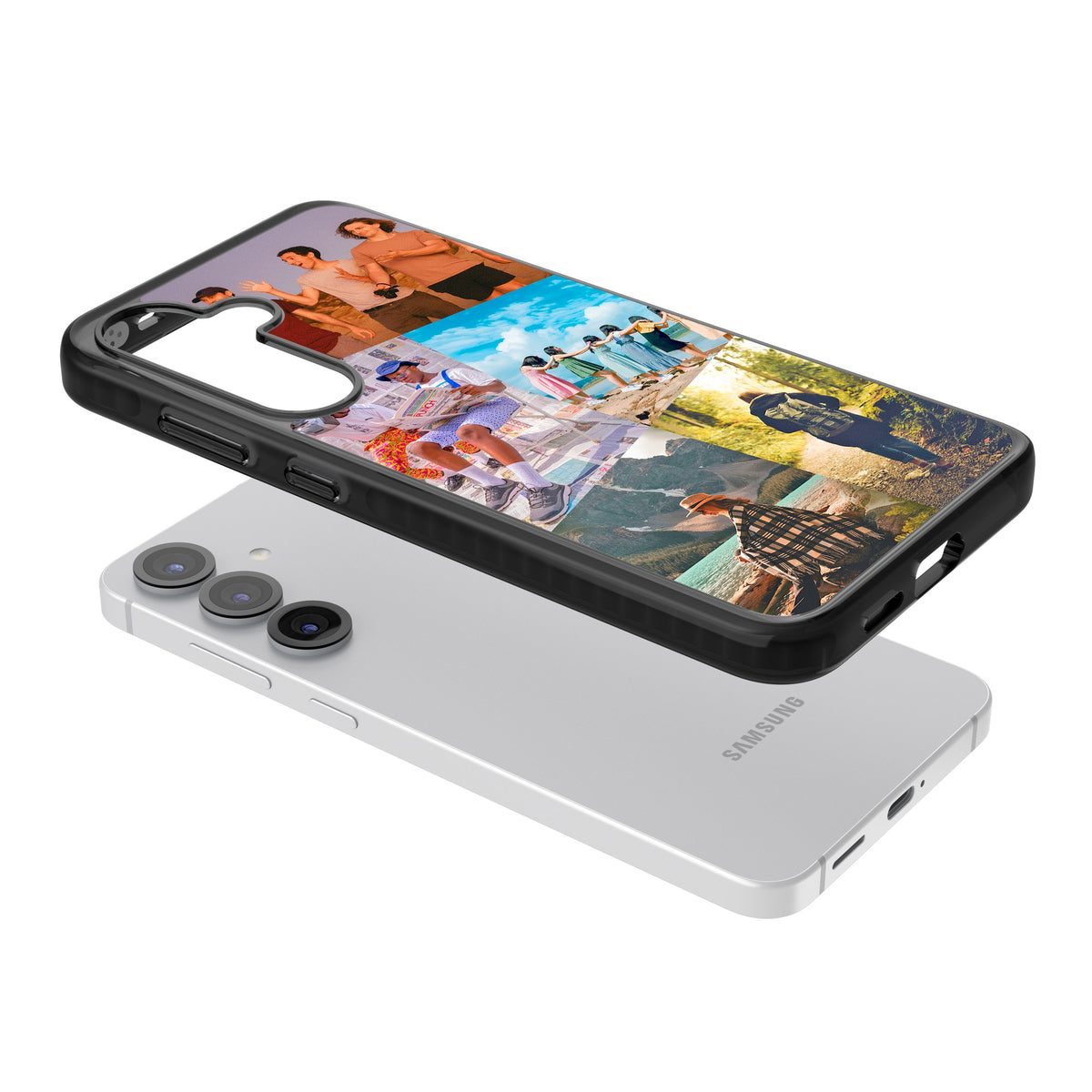 Personalised Abstract Photo Grid Samsung S25 / Samsung S25 Plus / Samsung S26 / Samsung S26 Plus Impact Black Phone Case angled