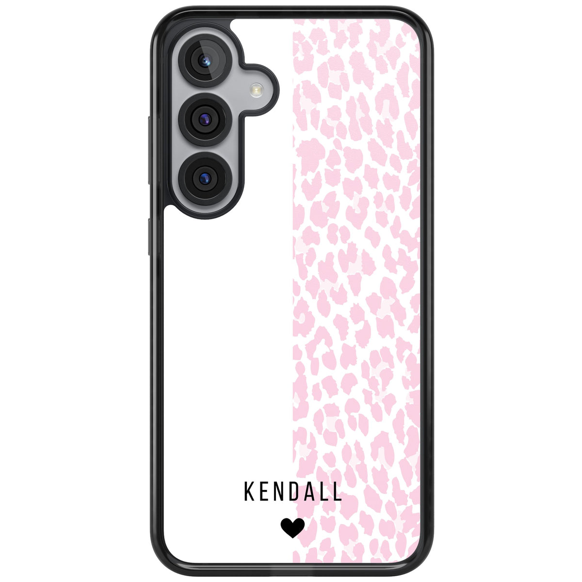 Personalised Pink Leopard Samsung S25 Plus / Samsung S26 / Samsung S26 Plus Impact Black Phone Case front