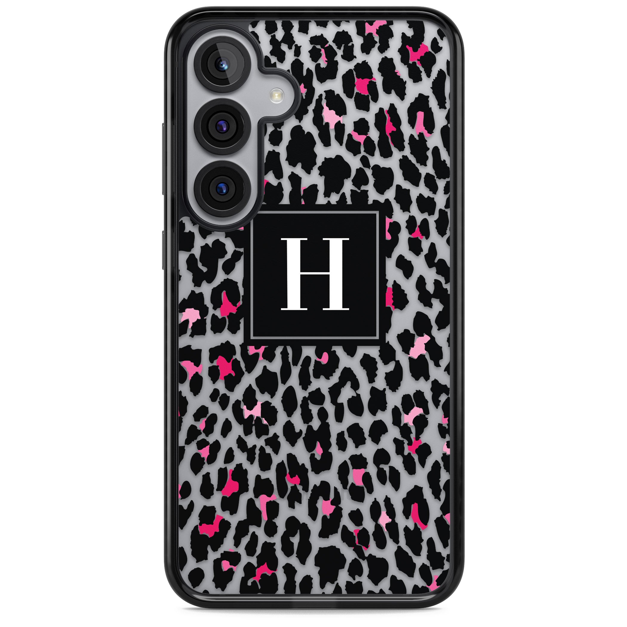 Personalised Clear Pink Leopard Monogram