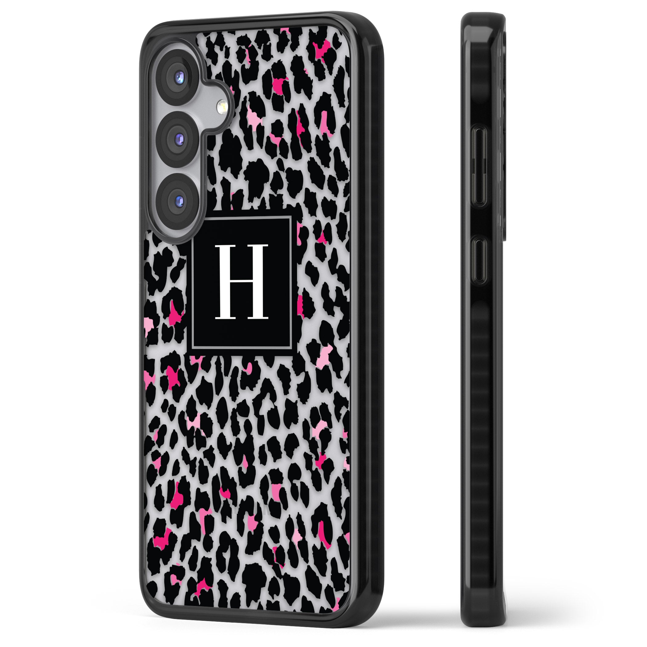 Personalised Clear Pink Leopard Monogram