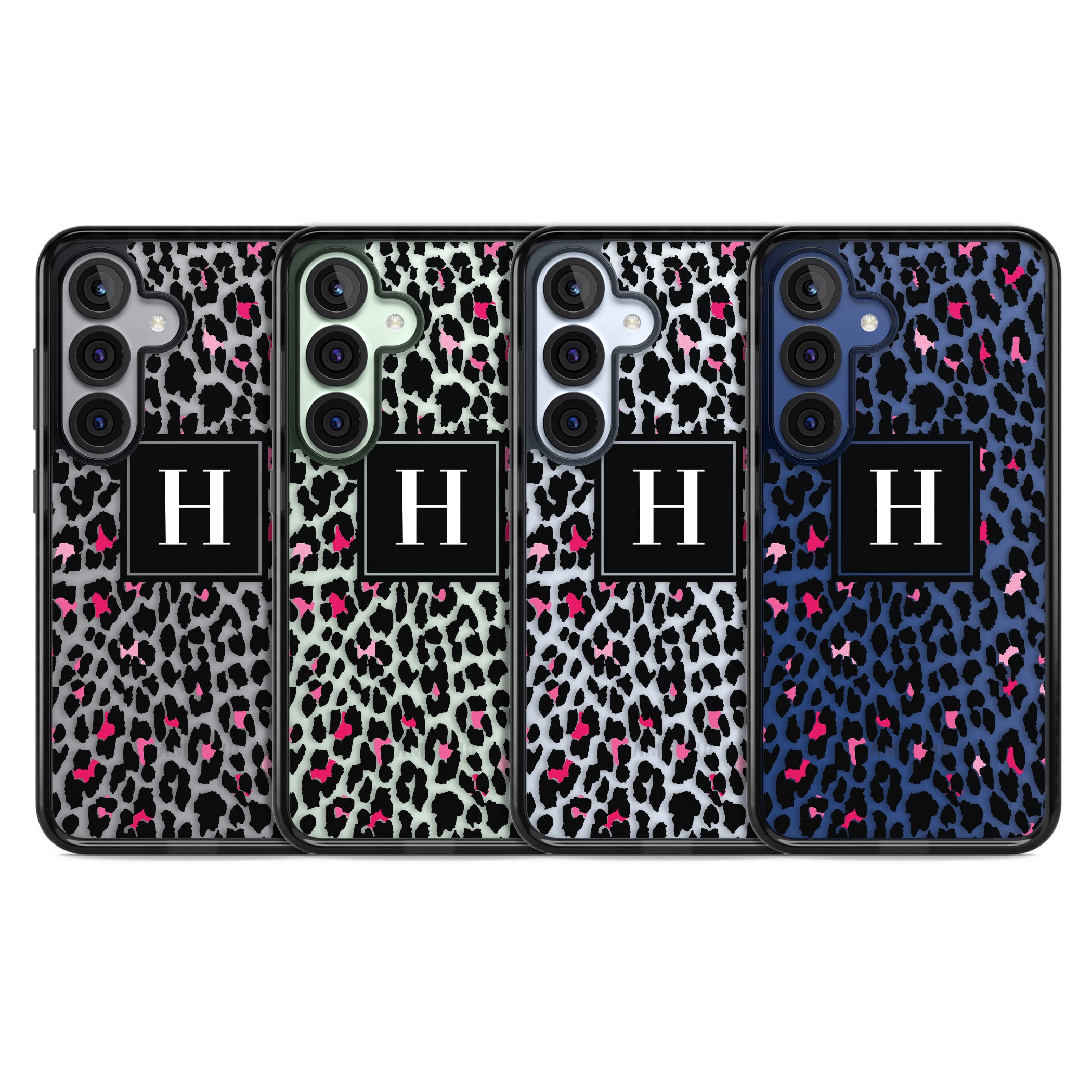 Personalised Clear Pink Leopard Monogram