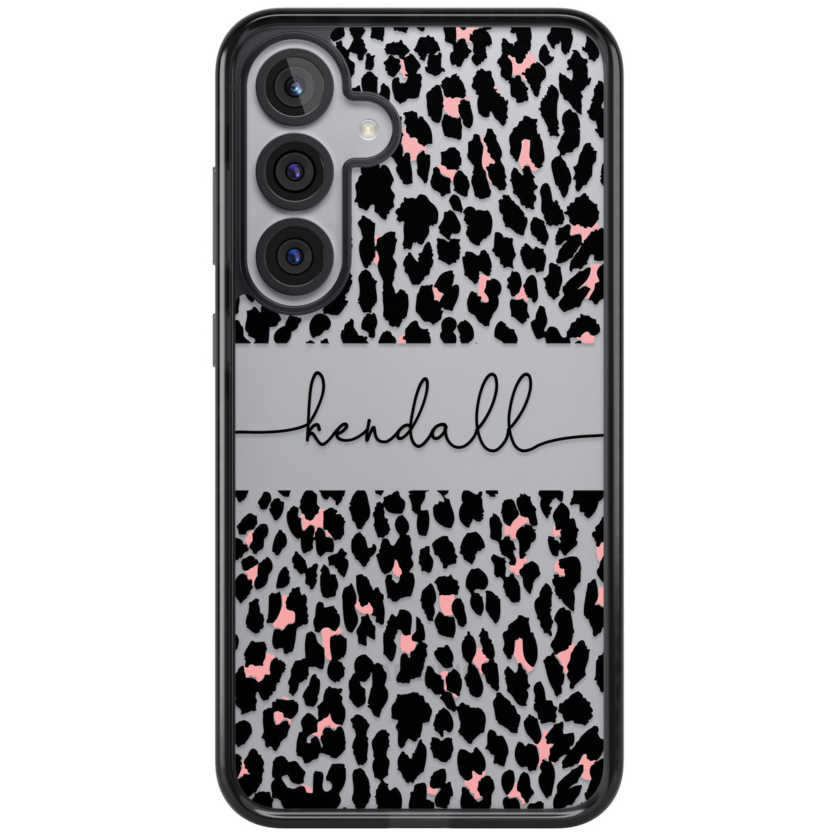 Personalised Tatty Leopard Samsung S25 Plus / Samsung S26 / Samsung S26 Plus Impact Black Phone Case front