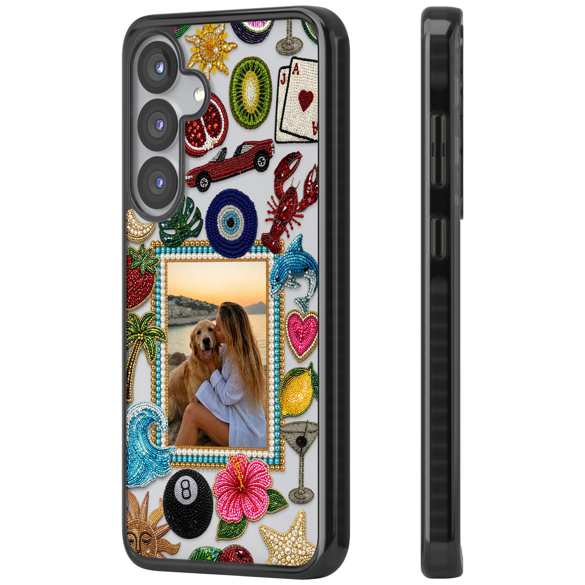 Personalised Beaded Photo Samsung S25 / Samsung S25 Plus / Samsung S26 / Samsung S26 Plus Impact Black Phone Case side