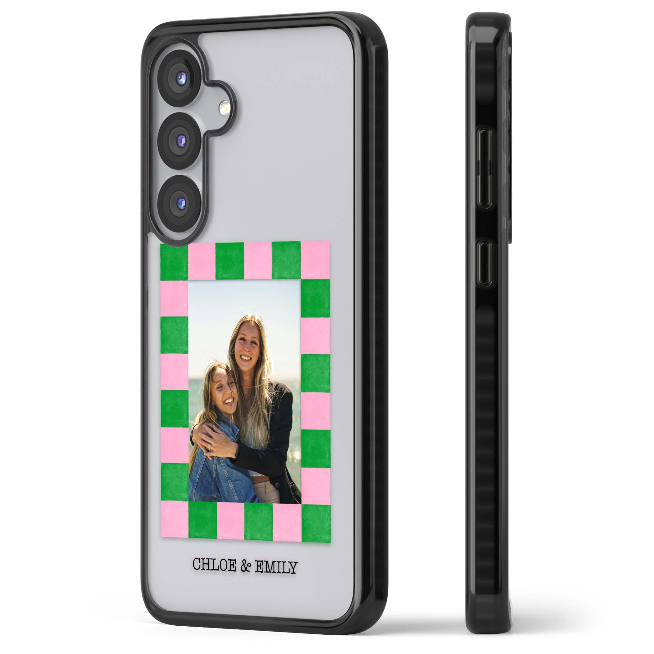 Riviera Check Photo cute iPhone case | Black Impact case for Samsung Galaxy S25, Samsung Galaxy S25 Plus
