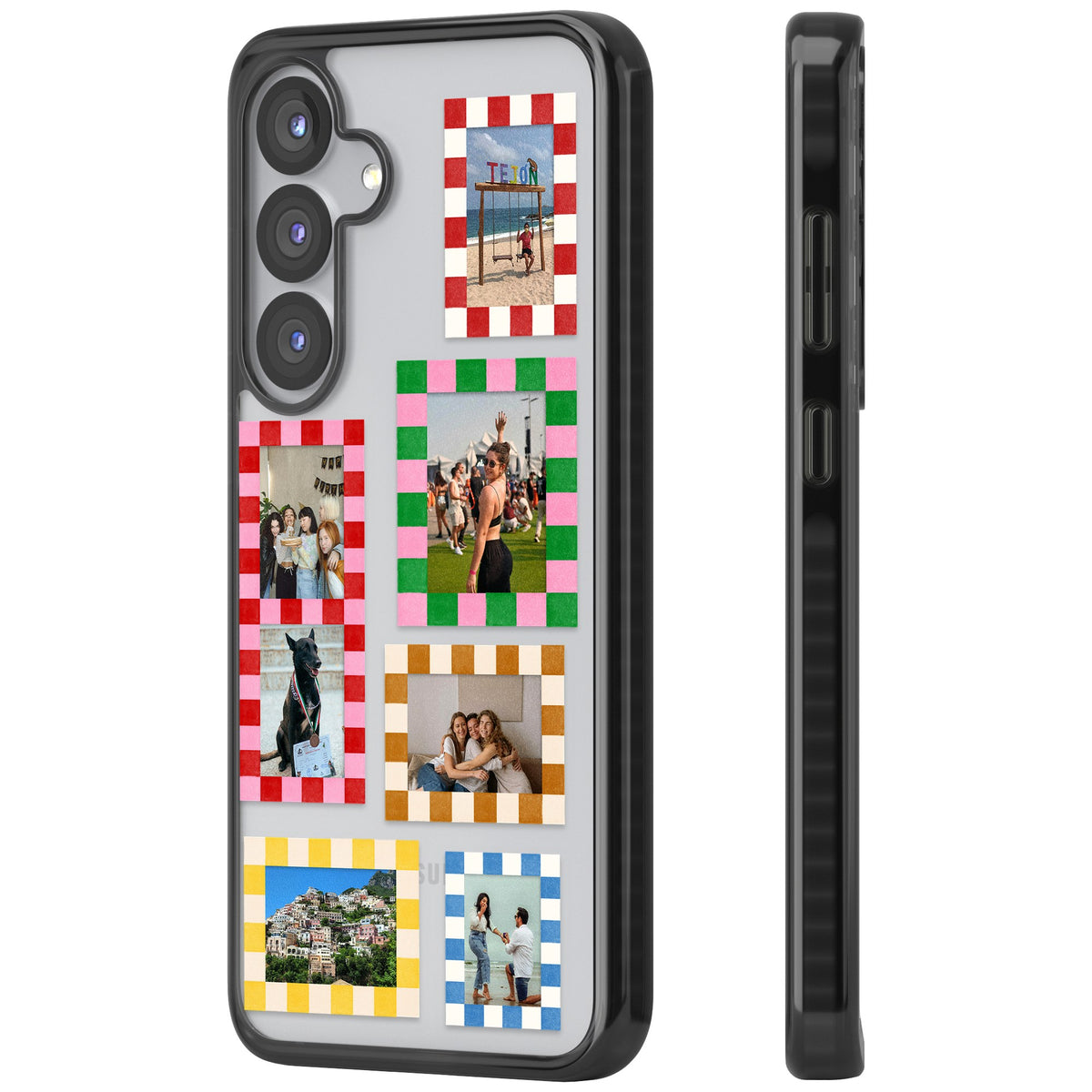 Personalised Italian Check Frames Samsung S25 / Samsung S25 Plus / Samsung S26 / Samsung S26 Plus Impact Black Phone Case side