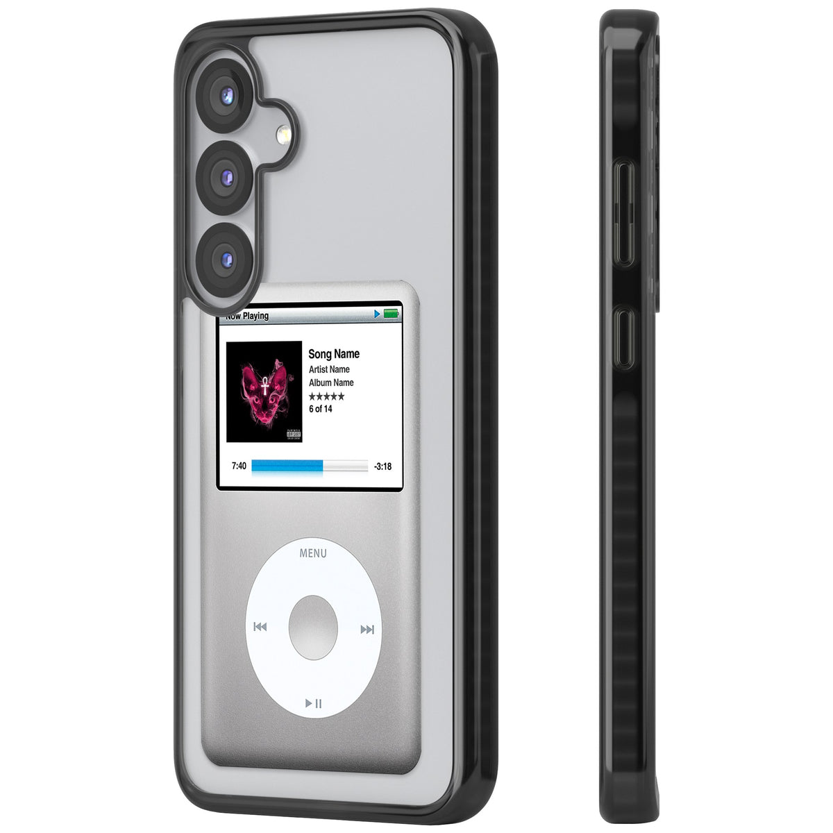 Personalised Classic Ipod Samsung S25 / Samsung S25 Plus / Samsung S26 / Samsung S26 Plus Impact Black Phone Case side