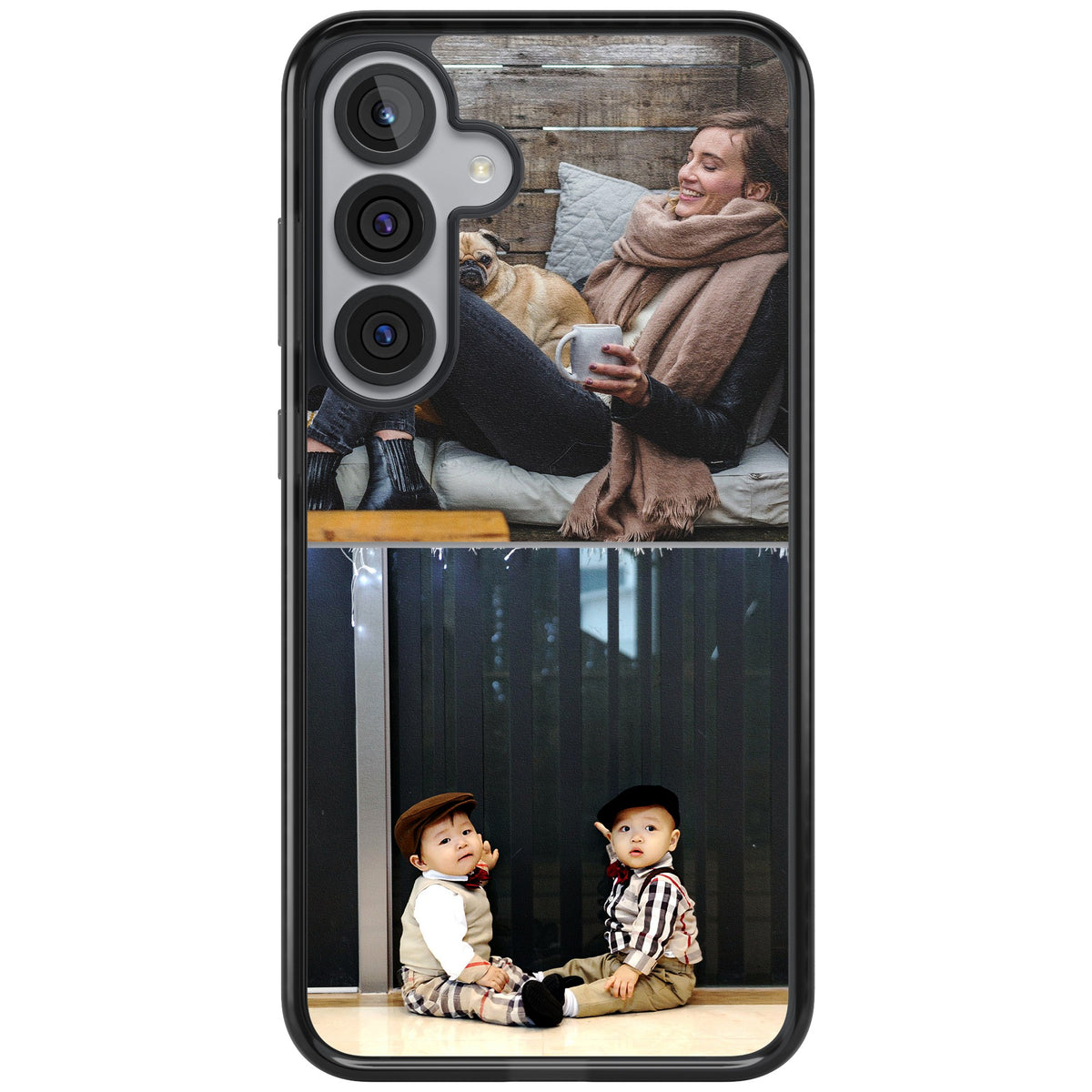 Personalised 2 Photo Grid Samsung S25 Plus / Samsung S26 / Samsung S26 Plus Impact Black Phone Case front