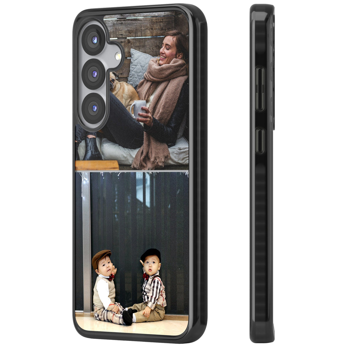 Personalised 2 Photo Grid Samsung S25 / Samsung S25 Plus / Samsung S26 / Samsung S26 Plus Impact Black Phone Case side