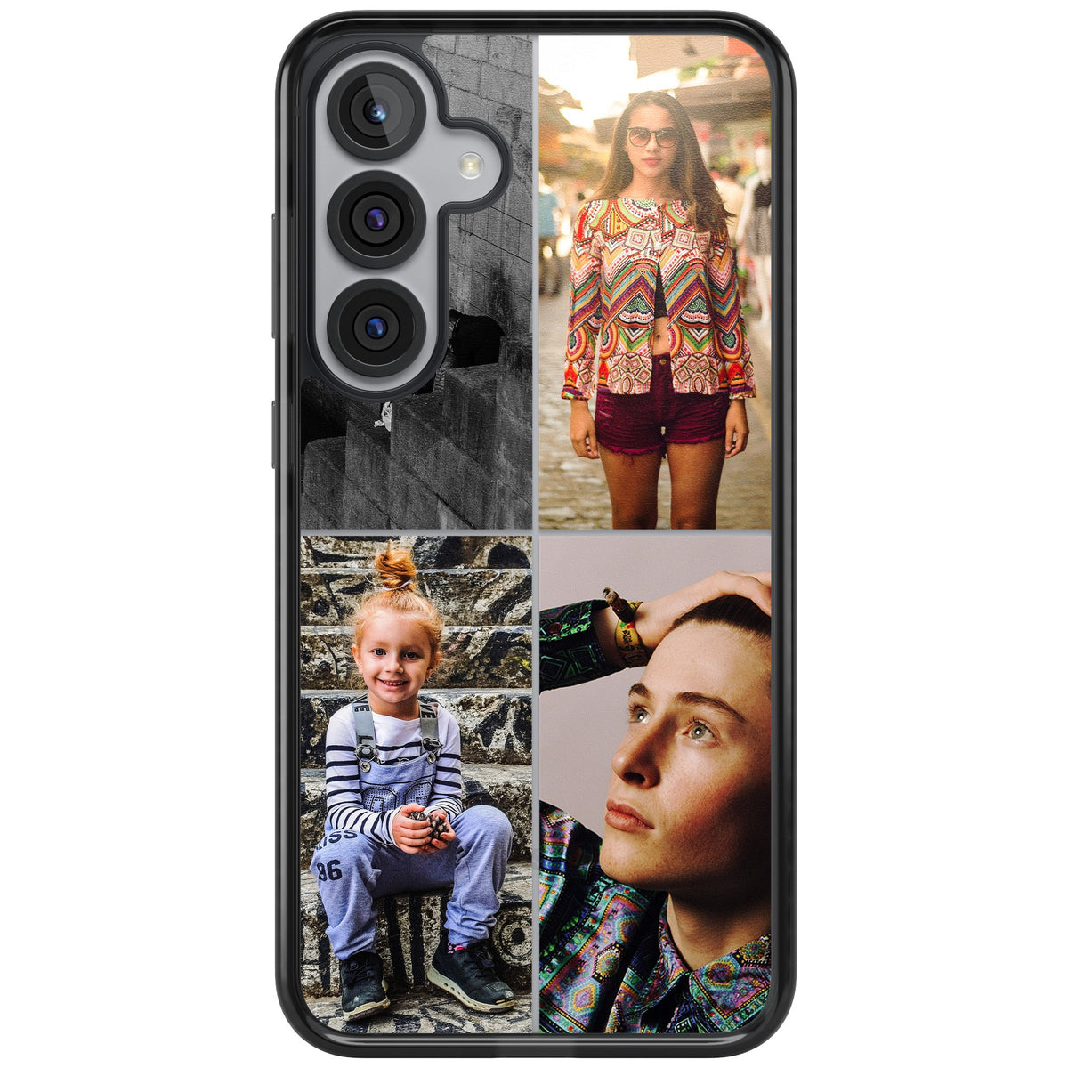 Personalised 4 Photo Grid Samsung S25 Plus / Samsung S26 / Samsung S26 Plus Impact Black Phone Case front