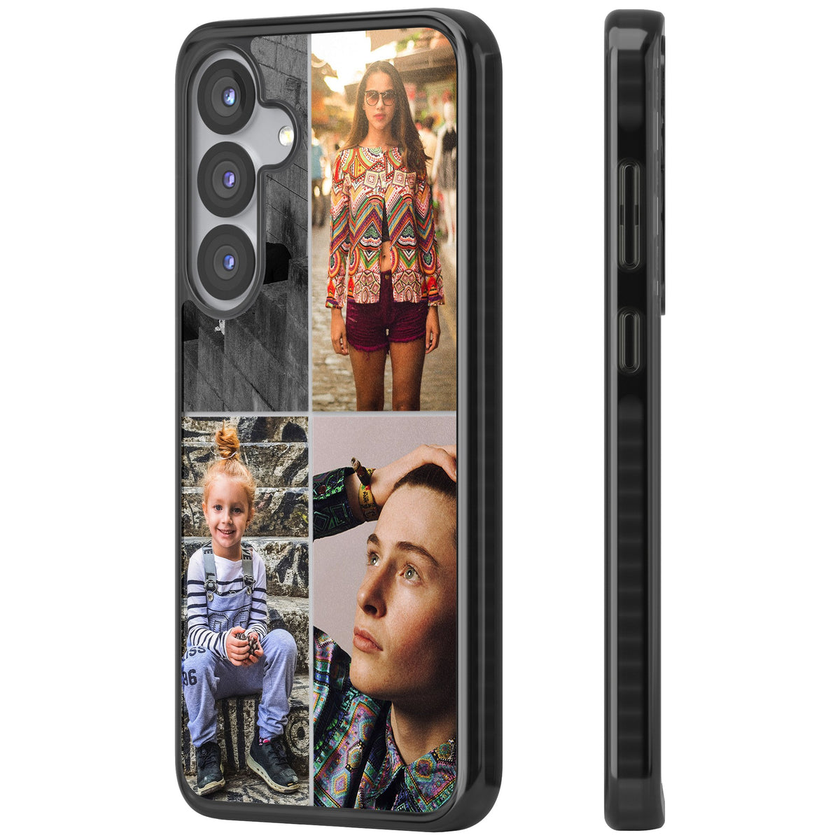 Personalised 4 Photo Grid Samsung S25 / Samsung S25 Plus / Samsung S26 / Samsung S26 Plus Impact Black Phone Case side