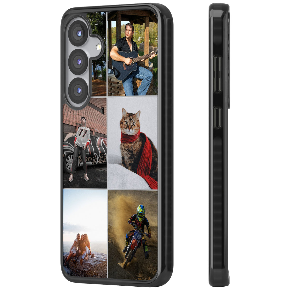 Personalised 6 Photo Grid Samsung S25 / Samsung S25 Plus / Samsung S26 / Samsung S26 Plus Impact Black Phone Case side